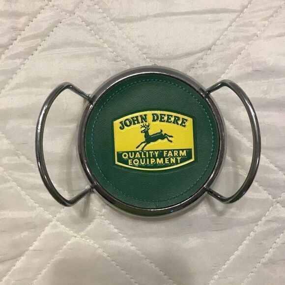 Other - 4 John Deere leather faced coasters with holder